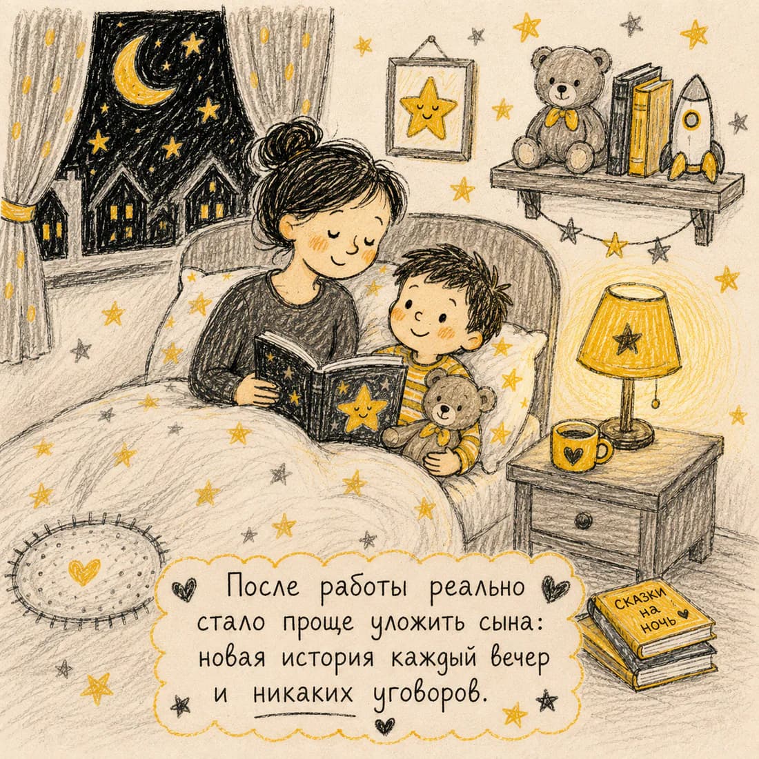 Отзыв о том, что после работы стало проще укладывать сына